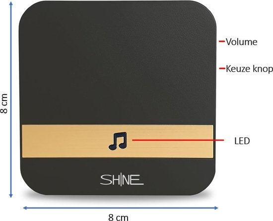SHINE Gong Video doorbell - Carillon pour Maxi, Gologi, Living Needs, Aye Cam, Winnes, Zedar, Life Deco | Récepteur avec 52 mélodies - Noir