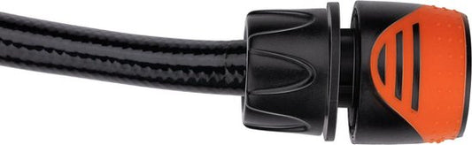 BLACK+DECKER Coupleur de tuyau d'arrosage 1/2'' - Tuyaux d'arrosage ⌀13mm - Arrêt d'eau intégré - Plastique - Noir/ Orange