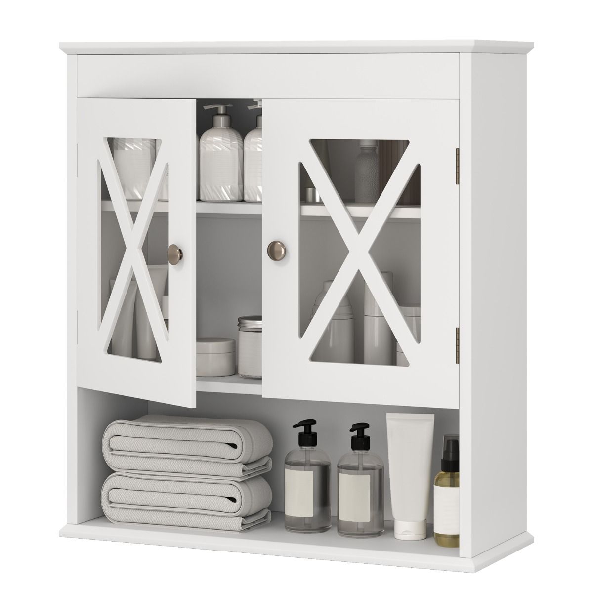 coast Bathroom Hanging Cabinet - White - 54 x 20 x 60 cm - Wall-mounted with Adjustable Rack