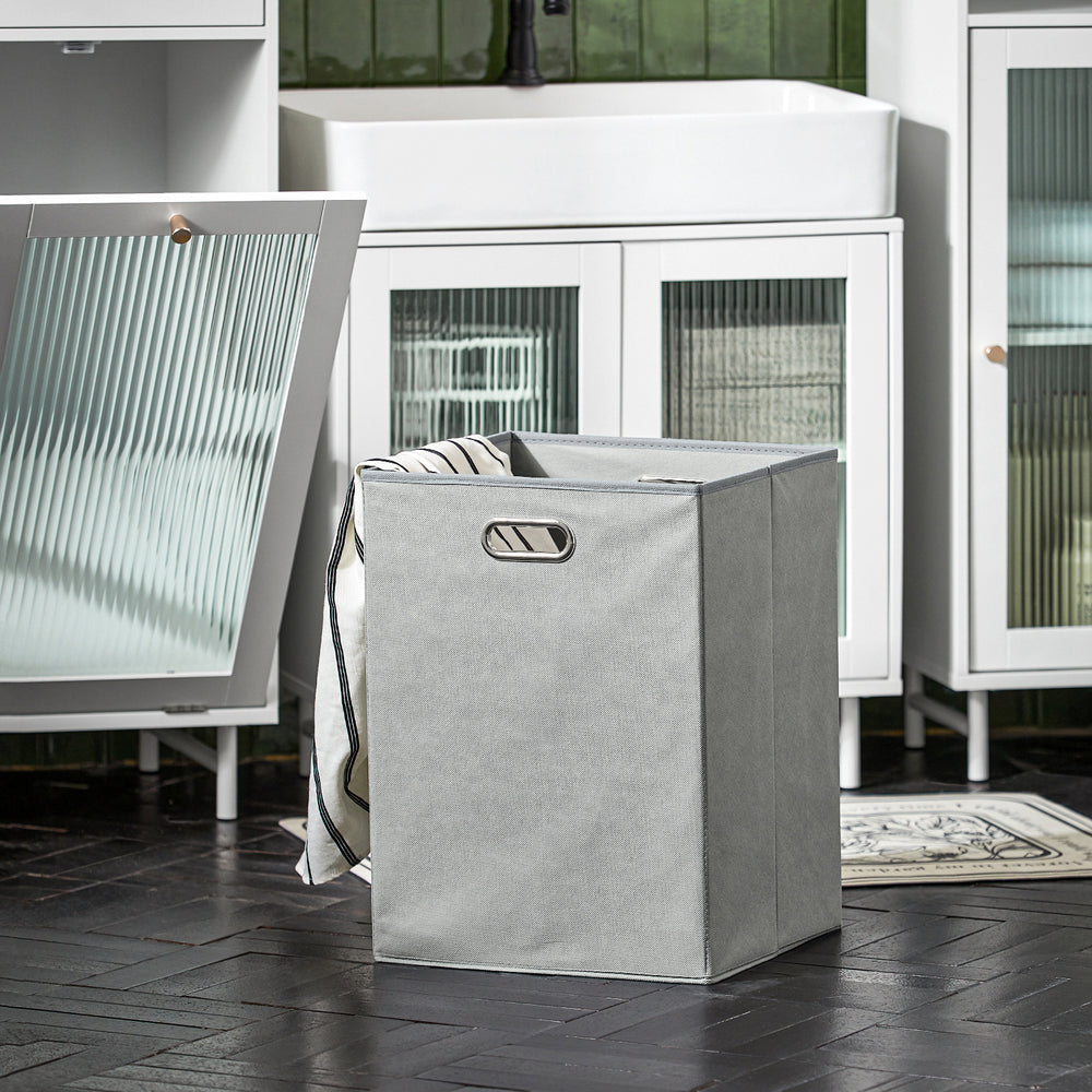SoBuy BZR116-W Armoire à linge avec tiroir - Panier à linge amovible - 40x40x96 cm - Blanc