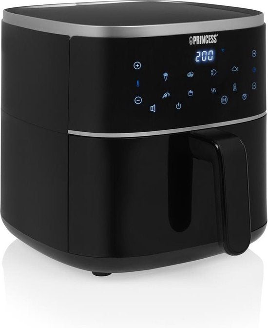 Friteuse à air chaud numérique Princess 182238 - 4 litres - Sans PFAS - Grand format - Friteuse à air chaud - Noir - Écran tactile numérique - 8 programmes automatiques - Grille réglable en hauteur incluse