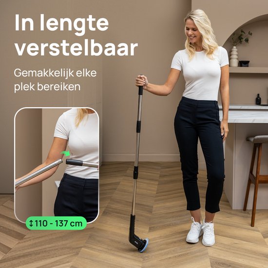 Skrub Electric Cleaning Brush - Brosse à récurer avec manche pour la salle de bain - 8 accessoires