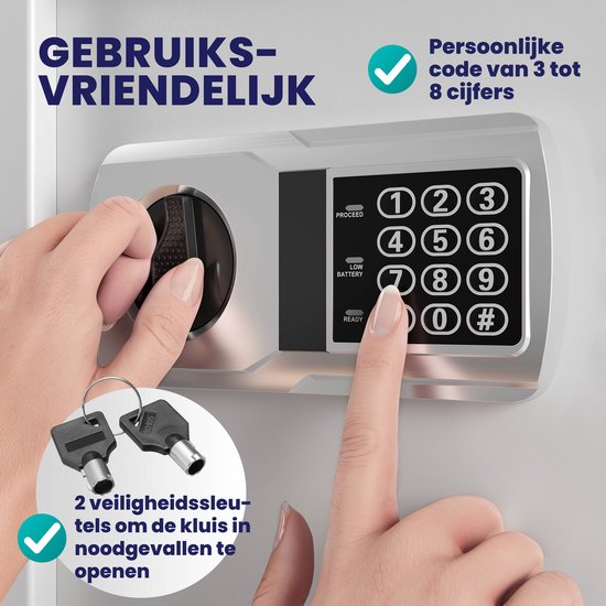 Deuba Safe - Electronic Double Pen Led 35x40x40cm 56l - Silver
