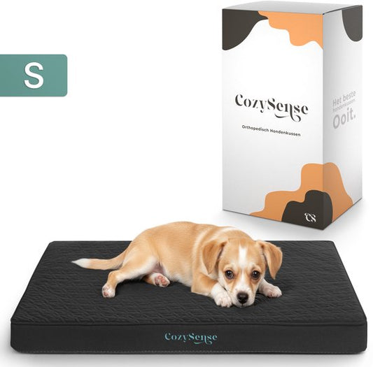 CozySense® Coussin orthopédique pour chien 60 X 40 cm - Taille S - Imperméable - Convient comme coussin de banc et lit pour chien - Housse lavable - Noir