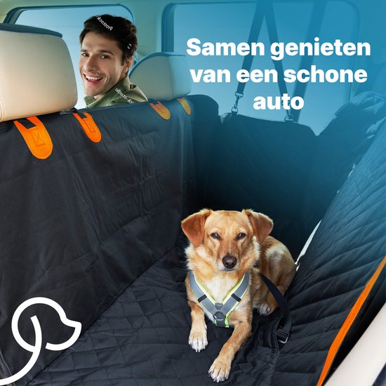 Tapis pour chien Jake et Jacky Siège arrière et coffre de la voiture - Tapis pour chien - Tapis pour chien - Housse de protection pour la voiture - Laisse pour chien, laisses suspendues et sac de rangement inclus