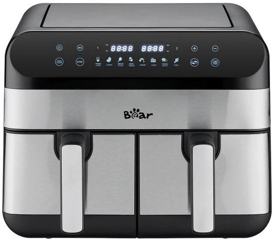 Friteuse à air chaud Bear Double – Friteuse à air chaud 9 L avec 2 paniers – 2 400 W – Réglage indépendant de la température et 8 programmes – Écran numérique – QZG-F24F1