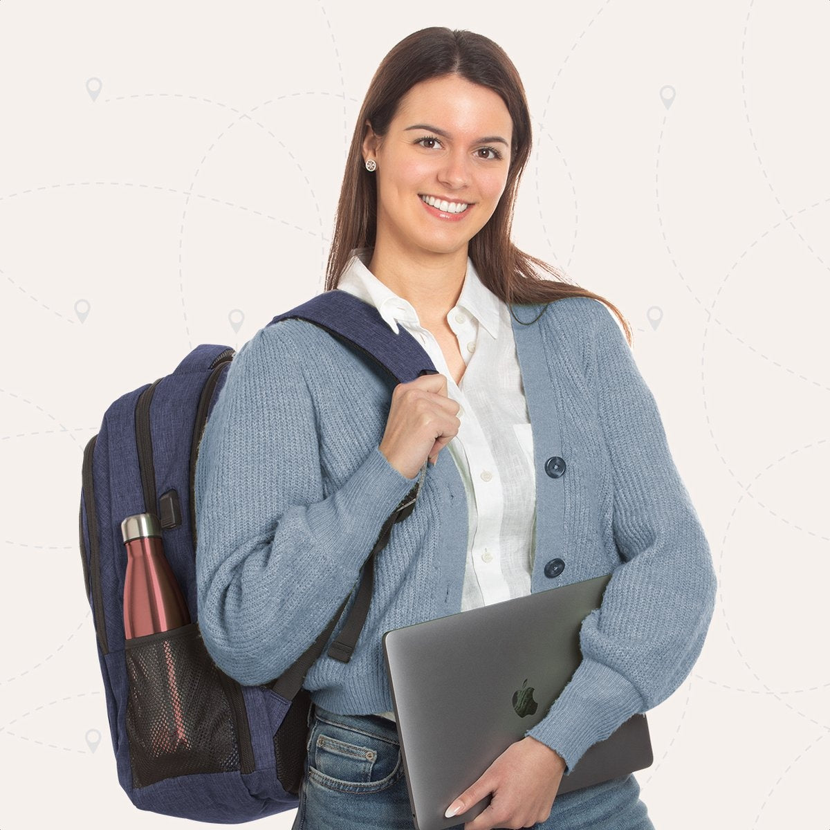 TRVLMORE Sac à dos - 36L - 17.3 inch - Sac à dos pour ordinateur portable - Sac d'école - Unisex - Splashproof Blue