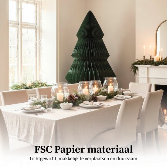 Mica Decorations Sapin de Noël en papier - Sapin de Noël artificiel pliable - H 212 x Ø 120 cm - Décoration de Noël - FSC Mix - Vert