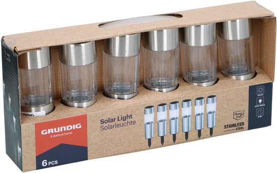 Éclairage de jardin Grundig - Lot de 6 lampes solaires - Lanterne solaire - Spot à piquer pour éclairage de jardin à énergie solaire LED