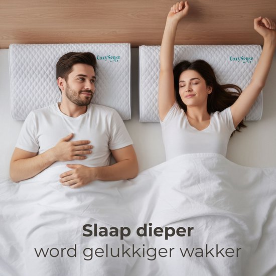 Oreiller CozySense® - Oreiller orthopédique - Oreiller ergonomique - Mousse à mémoire de forme contre les douleurs cervicales - Taie d'oreiller et sac de transport inclus - Fermeté moyenne
