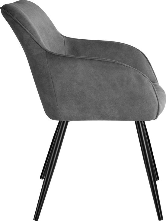 tectake - Chaise Marilyn tissu gris/noir SKU : 403666