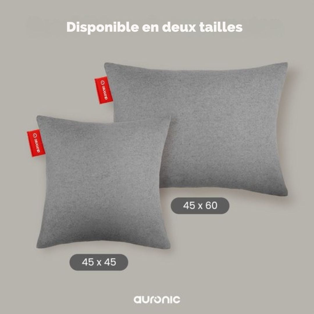 Oreiller chauffant Auronic - Classic - 45x60 cm - Rechargeable - Infrarouge - Gris