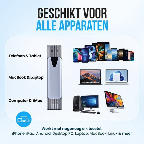 Strex Card Reader - Lecteur de cartes - USB 3.0/USB C - 2-en-1 - Carte SD/Carte TF - Lecteur de cartes mémoire