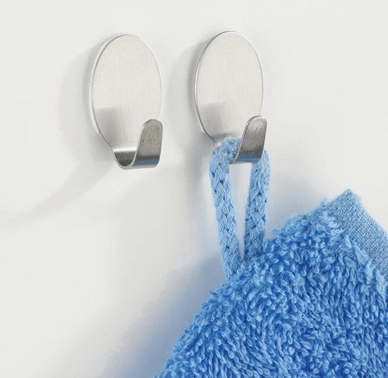 Wenko Crochet mural « Nain » 2,6 cm, acier inoxydable argent mat, lot de 2