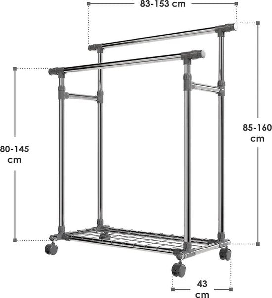 Porte-vêtements en métal sur roulettes