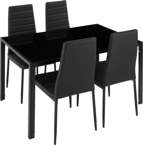 TecTake - Groupe de salle à manger Berlin 4+1 noir - 402837
