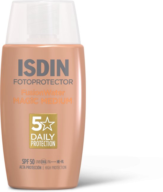 ISDIN - Photoprotecteur Fusion Water Color Medium SPF50 - 50 ml - Crème solaire pour le visage à teinte moyenne