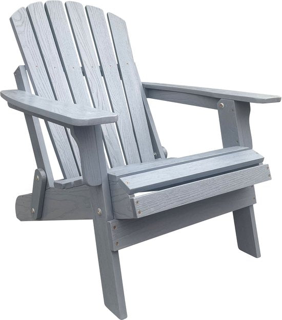 Chaise AXI Rosalie Adirondack Grise – Chaise de détente en bois avec accoudoirs – Pliable – Dossier haut – Chaise de jardin – 75,5 x 86,5 x 85 cm – 100 % bois de pruche certifié FSC
