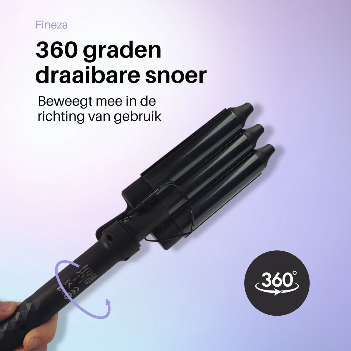 Fer à friser - Fineza - Fer à boucler - 25mm - Boucleur à cheveux en céramique avec 10 réglages de température - Noir