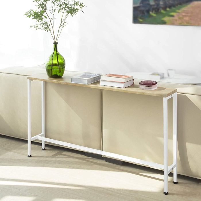 SoBuy Table console - Entrée métal - Naturel/Blanc - 120x65x20cm