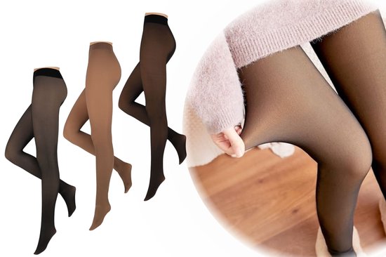 Collant polaire - Noir nude - Taille L/XL - Collant thermique couleur chair - Anti-mailles filées - Legging polaire pour femme
