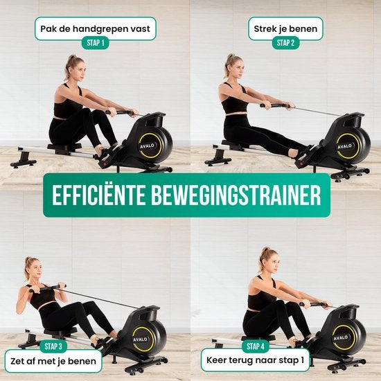 Avalo Rowing Machine Collapsible With Display - Rowing Machine With 8 Resistance Levels - Rowing Machine