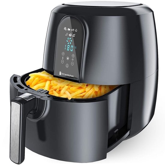 Airfryer - KitchenBrothers - Friteuse à hair chaud - 7,2 L -1890 W - Friteuse sans huile - 7 programmes de cuisson - noir - + un livre de recettes