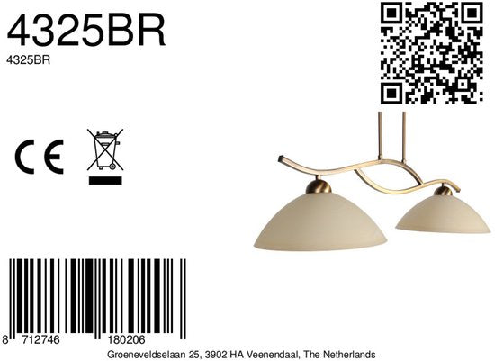Steinhauer - lampe suspendue - Anthea - bronze - verre métal - lampe design - E27 - 4325BR