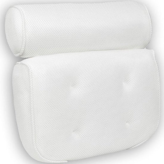 Loti Living Oreiller de bain - Oreiller de bain - Oreiller cervical de bain - Appui-tête de bain - Oreiller de bain avec ventouses - 6 ventouses - Oreiller cervical ergonomique - Antidérapant - Blanc