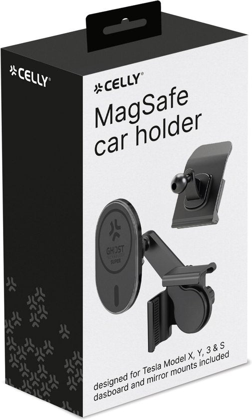 Support de téléphone Celly MagSafe - Pour les modèles Tesla X, Y, 3 et S - Fixation sur la grille d'aération ou l'écran - Rotation à 360°