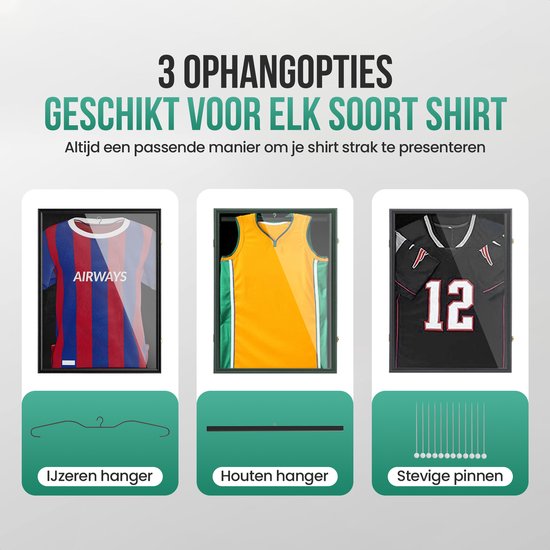 Cadre photo Avalo 80x60 cm noir - Cadre photo profond - Convient pour les cadres de maillots de football - Pliable