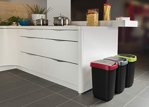 Poubelle Rotho Twist avec couvercle, 50 litres, noir/argent, sans BPA