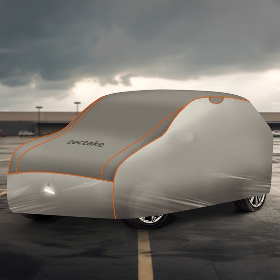 tectake® Car Cover - Voile de voiture extérieure - Protection contre la grêle - Couverture imperméable avec 3 sangles réglables - Respirante - Housse de protection de voiture avec sac de rangement - Compatible avec de nombreux modèles - Dimensions (LxLxH)