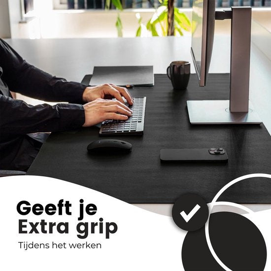 WURK Tapis de bureau professionnel en cuir synthétique - Organisateur de bureau - Accessoires de bureau - Tapis de souris XXL - Avec clip de câble - 120x60 - Noir