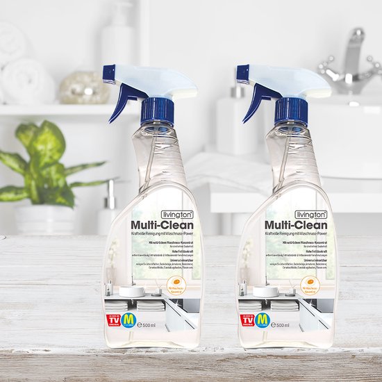 Nettoyant universel Livington Multi-Clean - 2 UNITÉS - propre - fort pouvoir dégraissant - usage universel - convient à toutes les surfaces lavables et lisses - 2 x 0,5 litre