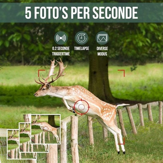 Strex Wildlife Camera avec WiFi et vision nocturne - 120MP 4K ULTRA HD - Waterproof - Incl. 32 GB SD - Wildlife Camera