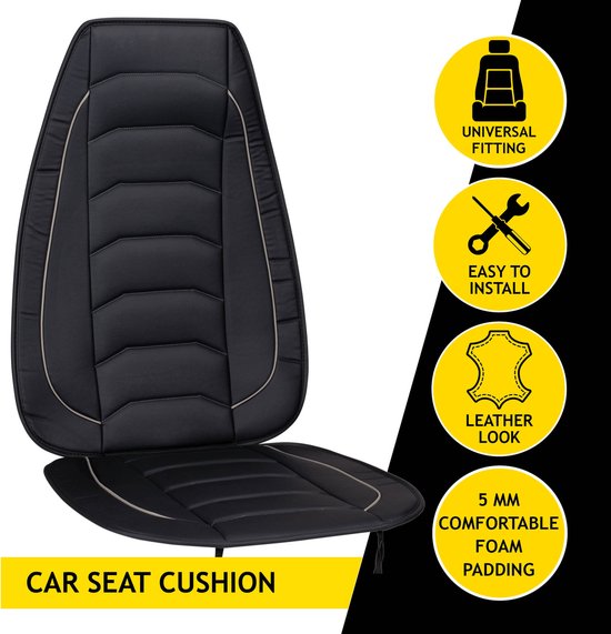 Housse de siège auto Dunlop - Universelle - Rembourrage en mousse - Facile à installer - Noir/Gris