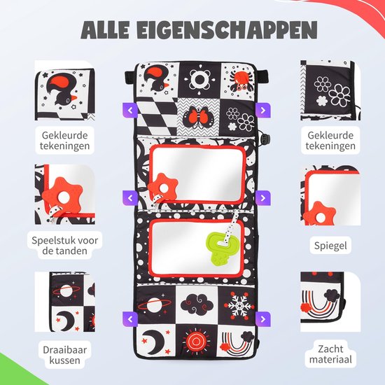 MontiPlay® Abdominal Trainer Baby - Kissing Book Baby - Baby Toy 6 mois - Jouet éducatif - Tummy Time - Montessori - Sensoriel