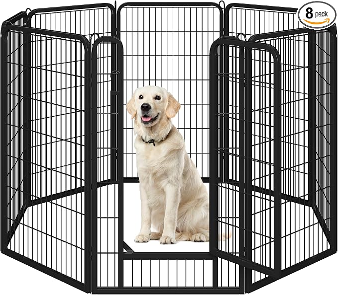 Enclos pour chiens Yaheetech avec porte - 8 panneaux - 71 x 120 cm par panneau - Noir