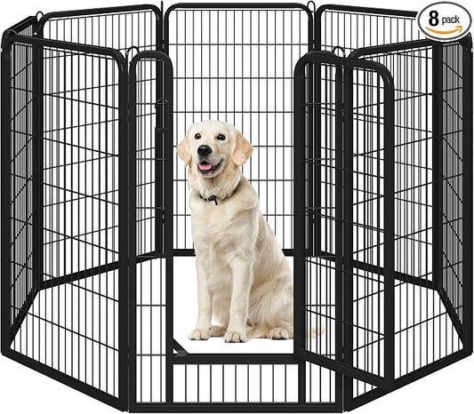Enclos pour chiens Yaheetech avec porte - 8 panneaux - 71 x 120 cm par panneau - Noir