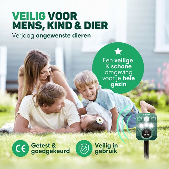 Vulpes Goods® Repellent - Répulsif ultrasonique à énergie solaire pour chats - Effrayant pour chats - Répulsif pour martres - Répulsif pour animaux - Imperméable - Répulsif pour animaux nuisibles