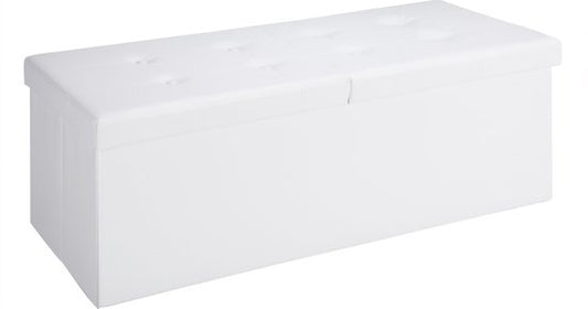 Banc Casaria avec rangement - 80x40x40cm 100L Faux cuir - Blanc