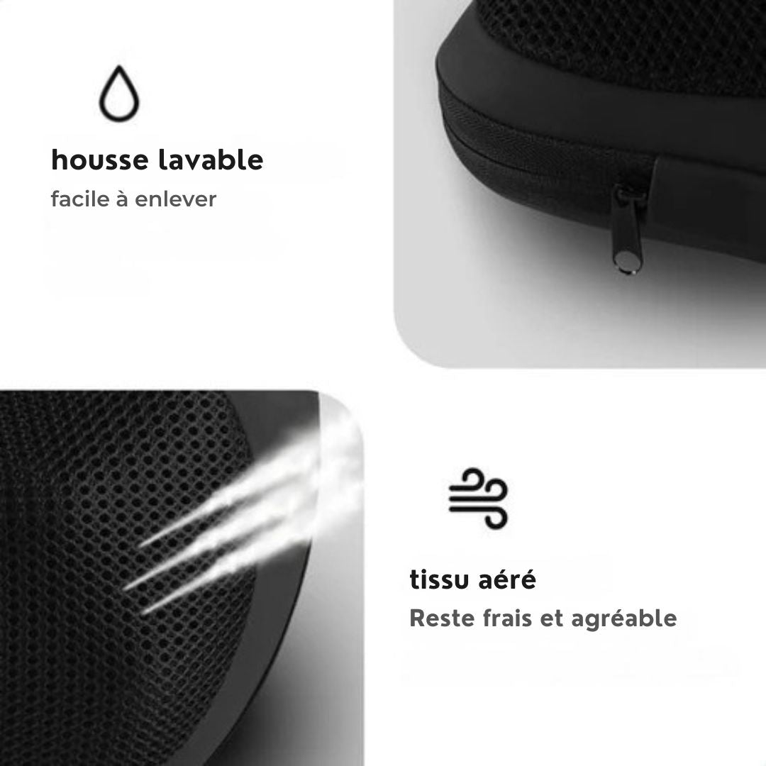 Coussin de massage sans fil - Qumax - Rechargeable - Fonction chaleur - Coussin de massage shiatsu électrique - Noir