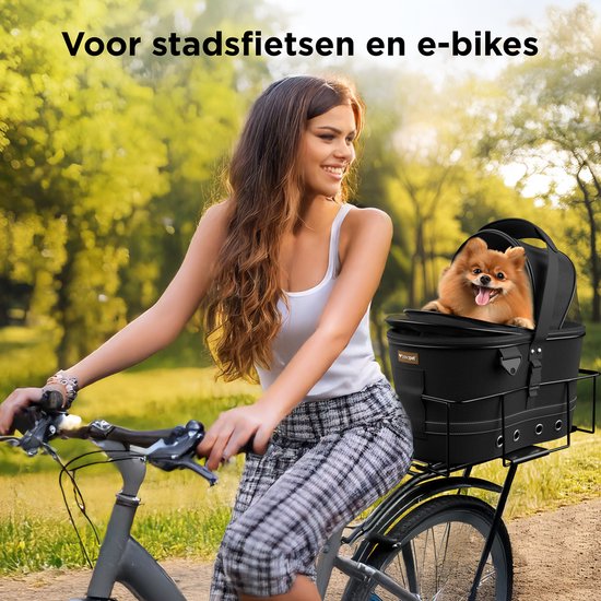 Trevopet® Dog Bike Basket Rear - 2-in-1 Bike Basket Dog & Carry Bag - Convient aux vélos électriques - Jusqu'à 12 kg - Matière Oxford robuste