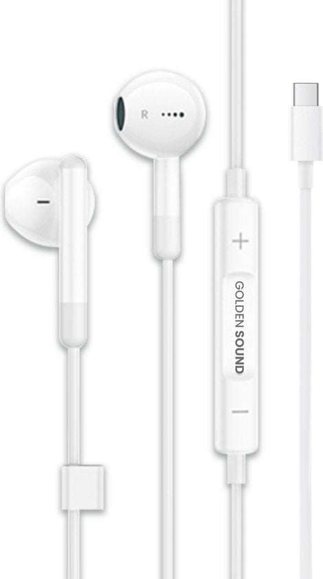 Écouteurs filaires Golden Sound - Écouteurs avec fil et microphone - Connexion USB-C