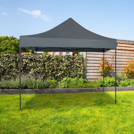 VONROC Party Tent - 3x3 m - Premium easy-up Party Tent - Modular Design - Pliable - Imperméable - Structure en acier - 50+ UV Protection - Sac de rangement inclus - Gris