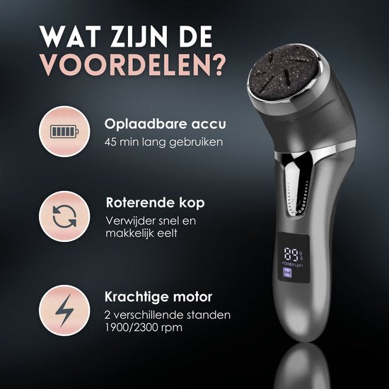 Beeperfect® Pince à callosités électrique avec système d'aspiration - Lime à pieds - Lime à callosités - Étanche IPX7 - Ensemble de pédicure gratuit - Comprend 6 disques à callosités - Noir