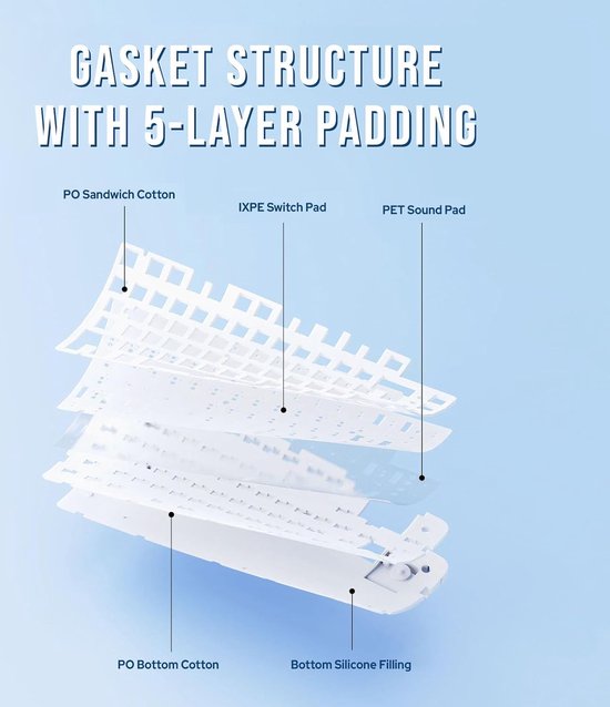 Ajazz AK820 MAX - 75% Wireless Gaming Keyboard - Mécanique - Touches latérales imprimées - Joint - Hot Swap - Tri mode - Clavier QWERTY - 82 touches - Gradient Blue