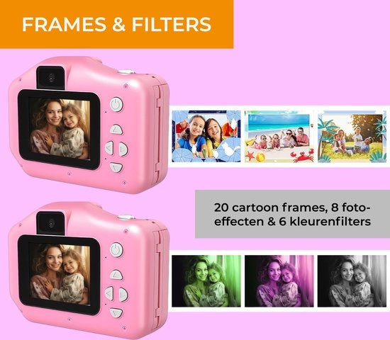 Denver Kids' Camera Full HD with Printer - Selfie Camera - 48MP - Digital Camera Kids - Photo and Video - Games - KPC1370 - Pink