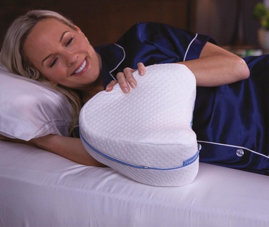 Oreiller pour les jambes Dreamolino | Oreiller ergonomique pour les genoux et les jambes | Mousse à mémoire de forme de haute qualité | Offre un confort de couchage optimal pour les personnes dormant sur le côté | Pour plus de confort | Oreiller orthopédi